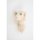 Good 19th century Anglo-Indian novelty cane handle in the form of a hound's head,