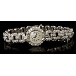 Fine ladies' diamond bracelet watch with Swiss mechanical movement,