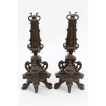Good pair of 19th century French bronze chenets,