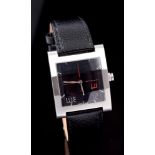 Gentlemen's Dunhill DM7 dual quartz digital alarm wristwatch in faceted steel case,