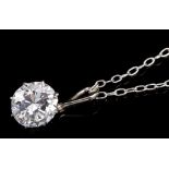 Diamond single stone pendant, the old cut diamond estimated to weigh approximately 3.