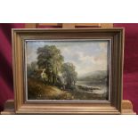 William Stone, late Victorian oil on board - figures on a riverside path, signed, in gilt frame,