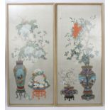Chinese School, early 20th century - pair of watercolour paintings on silk,