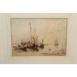 Thomas Bush Hardy (1813 - 1896), watercolour - fishing boats off the coast, initialled,