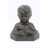 1920s / 1930s English School bronze study of the head and shoulders of a young boy,