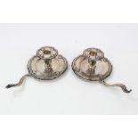 Pair late 19th / early 20th century Italian silver chambersticks of circular form,