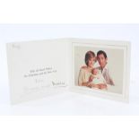 TRH The Prince and Princess of Wales - signed Christmas card with twin gilt embossed Royal ciphers