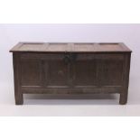 Rare late 17th century carved oak dated coffer of large size,