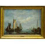 Frans Jacobus Van Den Blijk (1806 - 1876), oil on panel - shipping off the coast, signed,