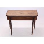 Regency mahogany and tulipwood crossbanded D-shaped tea table,