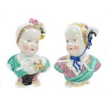 Pair 19th century Meissen busts of children, modelled by J. J.