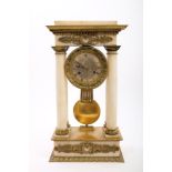 Impressive 19th century French ormolu and marble cased portico clock with classical motifs and