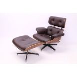 Reproduction Eames-style lounge chair and ensuite stool (2)