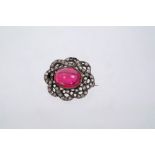 Victorian diamond and red stone brooch,