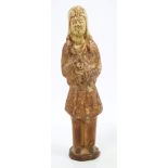 Chinese Tang dynasty glazed earthenware funerary figure - collectors' mark to underside,