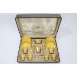 Early 20th century yellow and gold Coalport coffee set - comprising six coffee cups with pierced