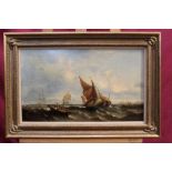 Victorian English School oil on canvas - shipping off the coast, indistinctly signed and dated,