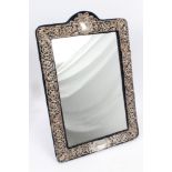 Late 19th / early 20th century white metal dressing table mirror of rectangular form,