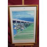 Joyce Pallot (1912 - 2004), watercolour - Pier Structure, signed, in glazed frame,