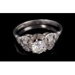 1930s Art Deco diamond single stone ring with an old cut diamond estimated to weigh approximately 0.