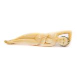 Rare late 19th / early 20th century Chinese carved ivory medical figure - the reclining female