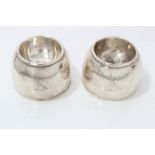 Pair of Victorian silver trencher salts of domed circular form,