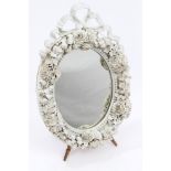 19th century Meissen blanc-de-chine porcelain framed table mirror of oval form,
