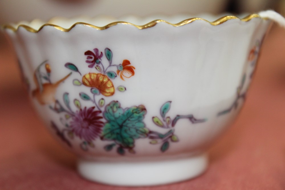 Mid-18th century Chinese Export famille rose fluted tea bowl and saucer, - Image 5 of 9