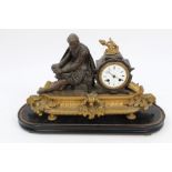 Late 19th century French bronzed and gilt metal mantel clock decorated with figure of Shakespeare