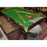 Edwardian Riley snooker table on square taper fluted legs with accessories CONDITION