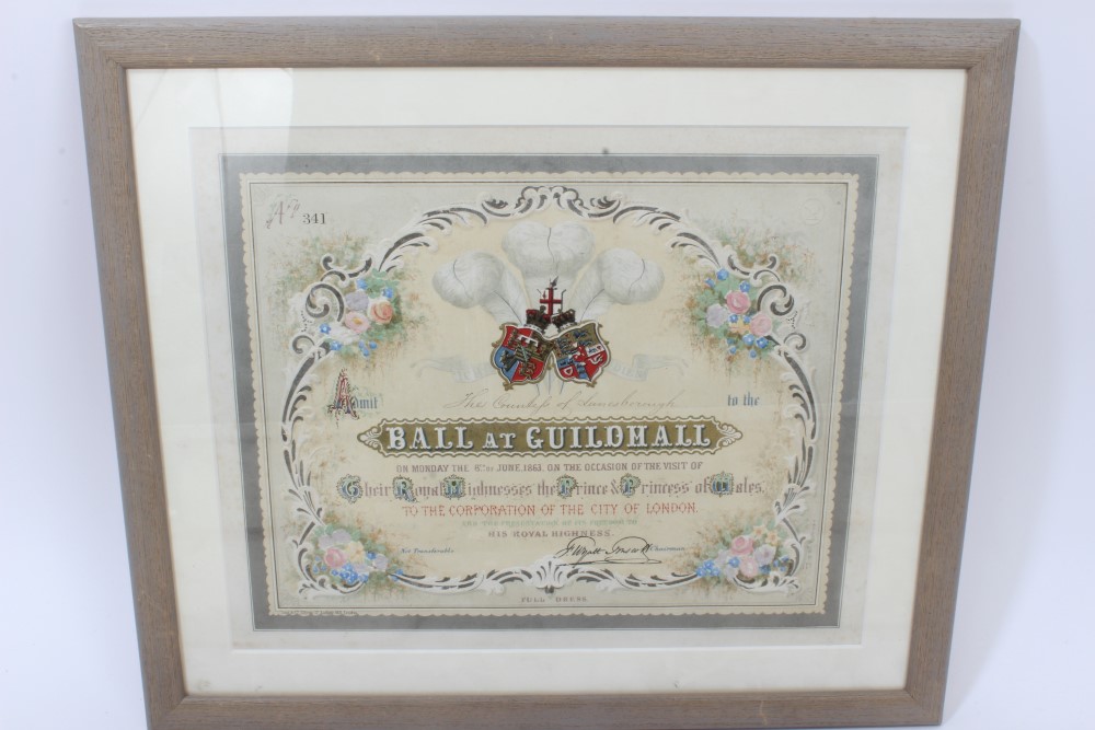 Fine Victorian Invitation - Inviting The Countess of Lanesborough to a Ball at the Guildhall on