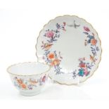 Mid-18th century Chinese Export famille rose fluted tea bowl and saucer,