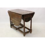 Unusual 17th century primitive oak and pine gateleg table,