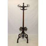 Late 19th / early 20th century bentwood hall stand with six scrolling hat or coat peg and loop