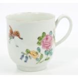 18th century Worcester coffee cup with notched loop handle,