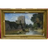 James Francis Danby (1816 - 1875), oil on panel - Portchester Castle, Hampshire, signed,