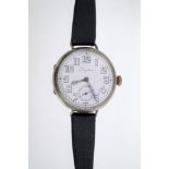 1920s Longines wristwatch, the circular white enamel dial with subsidiary seconds,