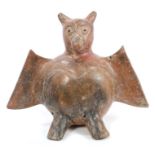 Rare pre-Columbian pottery model of a bat,