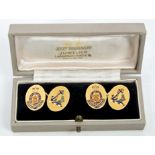 Fine large pair of Victorian gold (18ct) and enamel First Life Guards Officers' cufflinks,