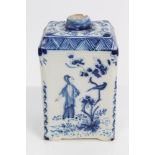 18th / 19th century French faience blue and white tea caddy of octagonal form,