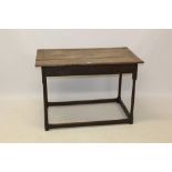 Late 17th / early 18th century oak side table, the plank top with moulded edge,