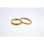Gold (22ct) wedding ring (Birmingham 1922). Ring size L½ and another (Birmingham 1928).