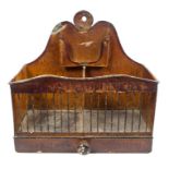 Rare 19th century toleware hanging postbox with twin open compartments and drawer below,