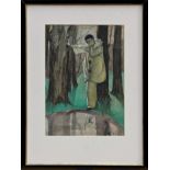 *Frank Brangwyn (1867 - 1956), pencil and watercolour - Pierrot among trees, initialled,