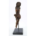 16th / 17th century Continental carved giltwood figure of the crucifixion - the figure 30cm high,