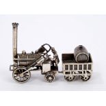 Contemporary Continental silver model of Stephenson's 'Rocket' with tender (London Import marks
