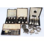Selection of Georgian / Victorian and other miscellaneous silver and white metal - including ten