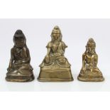 Three Tibetan bronze Buddha figures - the largest 11cm high,