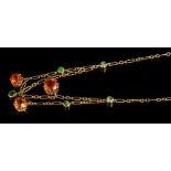 Edwardian demantoid and hessonite garnet fringe necklace,