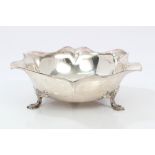 Edwardian silver bowl of hexagonal form, with flared rim,